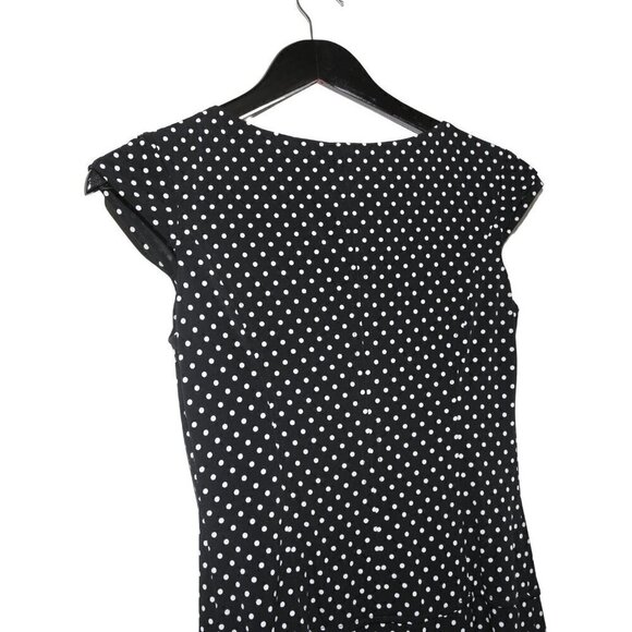 𝅺Joseph Ribkoff Polka Dot Short Sleeve Round Neck Mini Black Flowy Dress - Picture 6 of 7
